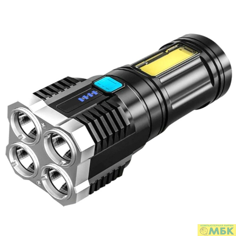 картинка Ultraflash LED51525 (фонарь акк 4В, черн., 4LED+COB, 3 Вт, 4 реж, Micro -USB, бокс) от магазина МБК