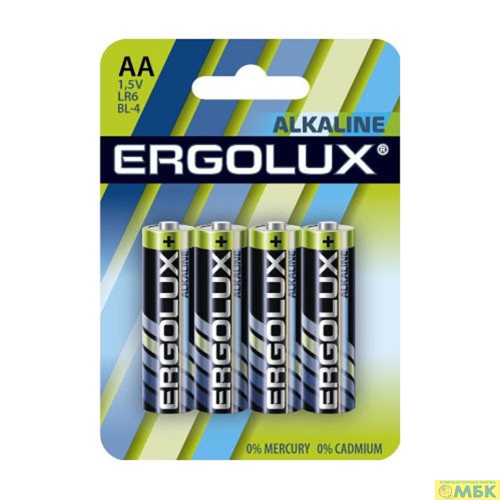 картинка Ergolux  LR6 Alkaline BL-4 (LR6 BL-4, батарейка,1.5В) (4 шт. в уп-ке) от магазина МБК