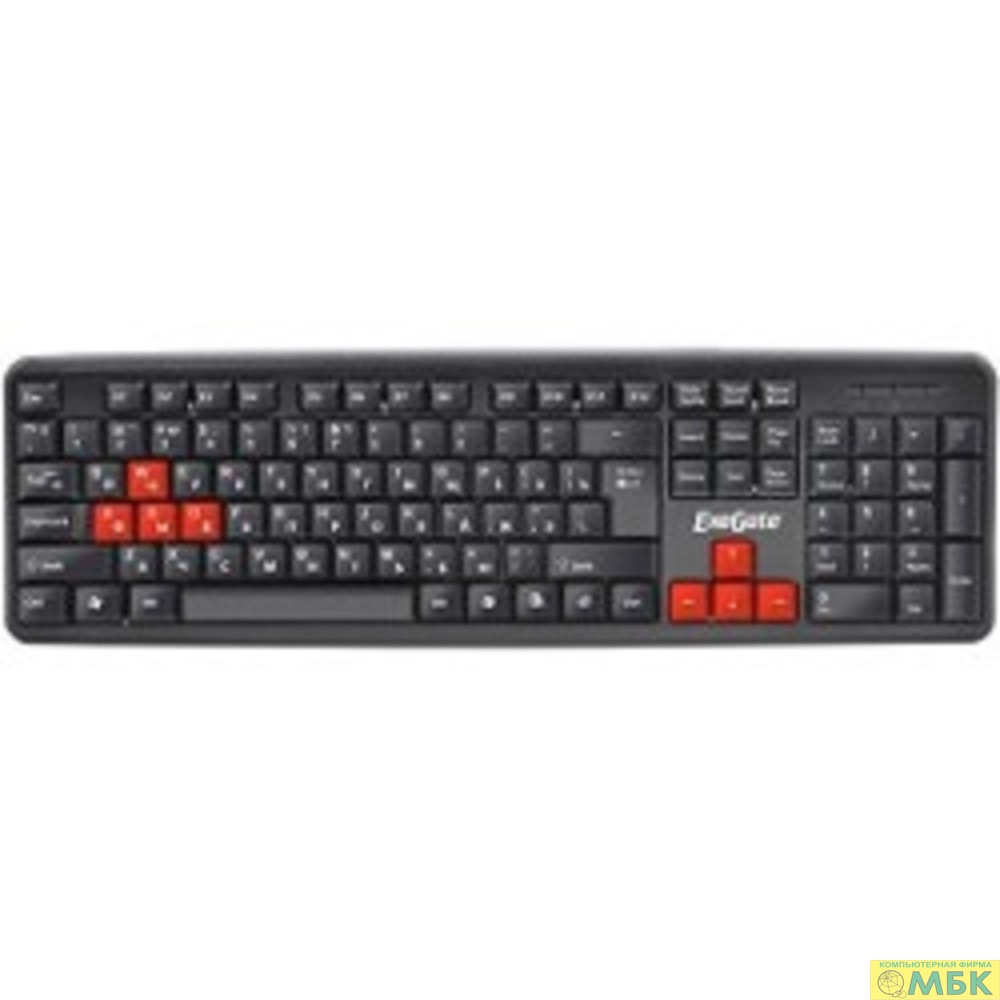 картинка Exegate EX264080RUS Клавиатура Exegate LY-403, <USB, черная, 105кл, Enter большой, 8 красных клавиш> Color box от магазина МБК