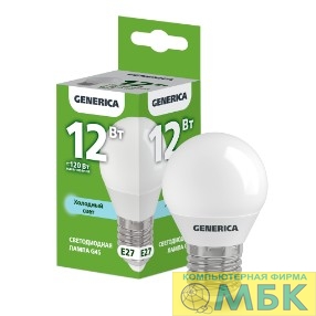 картинка IEK LL-G45-12-230-65-E27-G Лампа LED G45 шар 12Вт 230В 6500К E27 GENERICA от магазина МБК