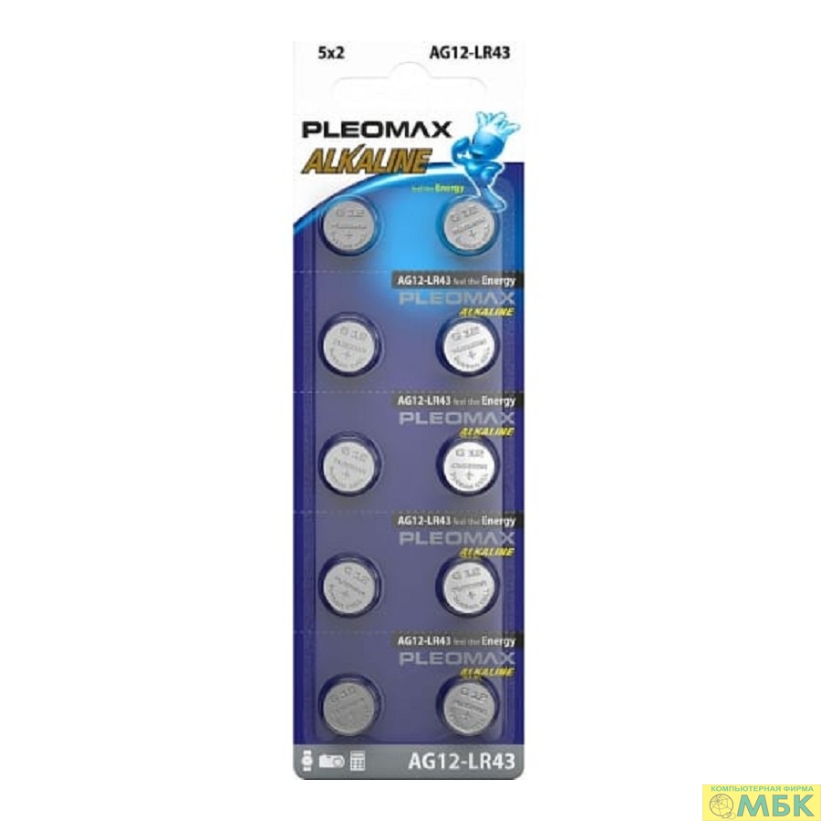 картинка Pleomax AG12 (386) LR1142, LR43 Button Cell (100/1000/70000) (10 шт. в уп-ке) от магазина МБК