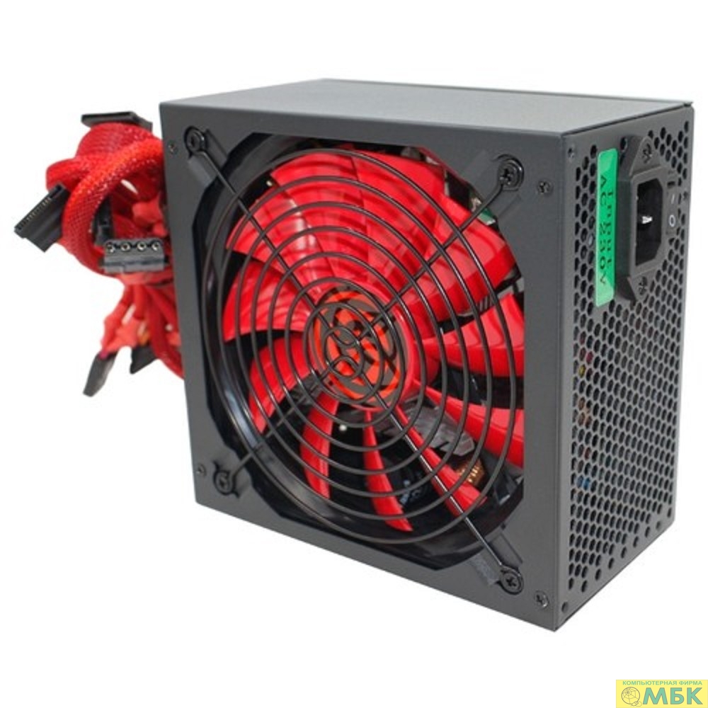 картинка Ginzzu PC700 14CM(Red) 80+ black,APFC,24+4p,2 PCI-E(6+2), 7*SATA, 4*IDE,оплетка, кабель питания,цветная коробка  от магазина МБК