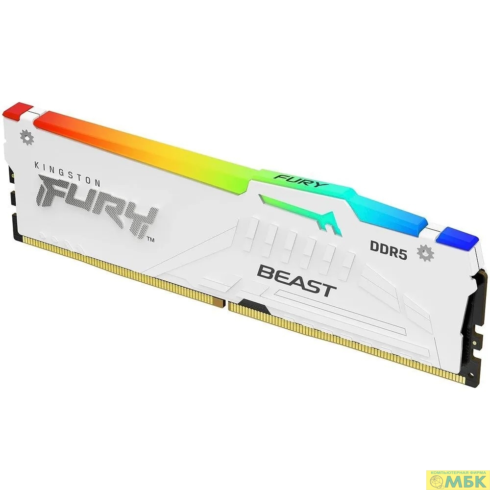 картинка Kingston 16GB 6000MT/s DDR5 CL40 DIMM FURY Beast White RGB XMP KF560C40BWA-16 от магазина МБК