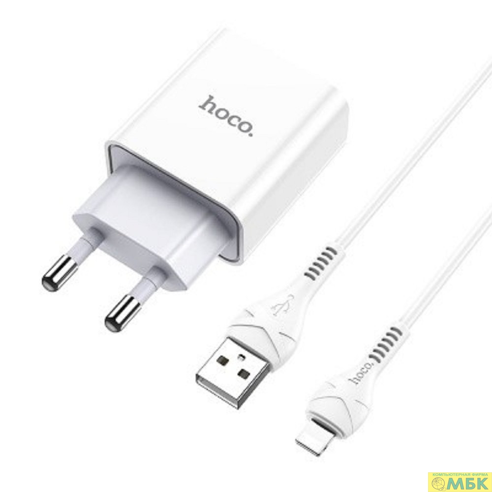 картинка HOCO HC-27947 C81A/ Сетевое ЗУ + Кабель Lightning 1m/ 1 USB/ Выход: 10.5W/ White от магазина МБК