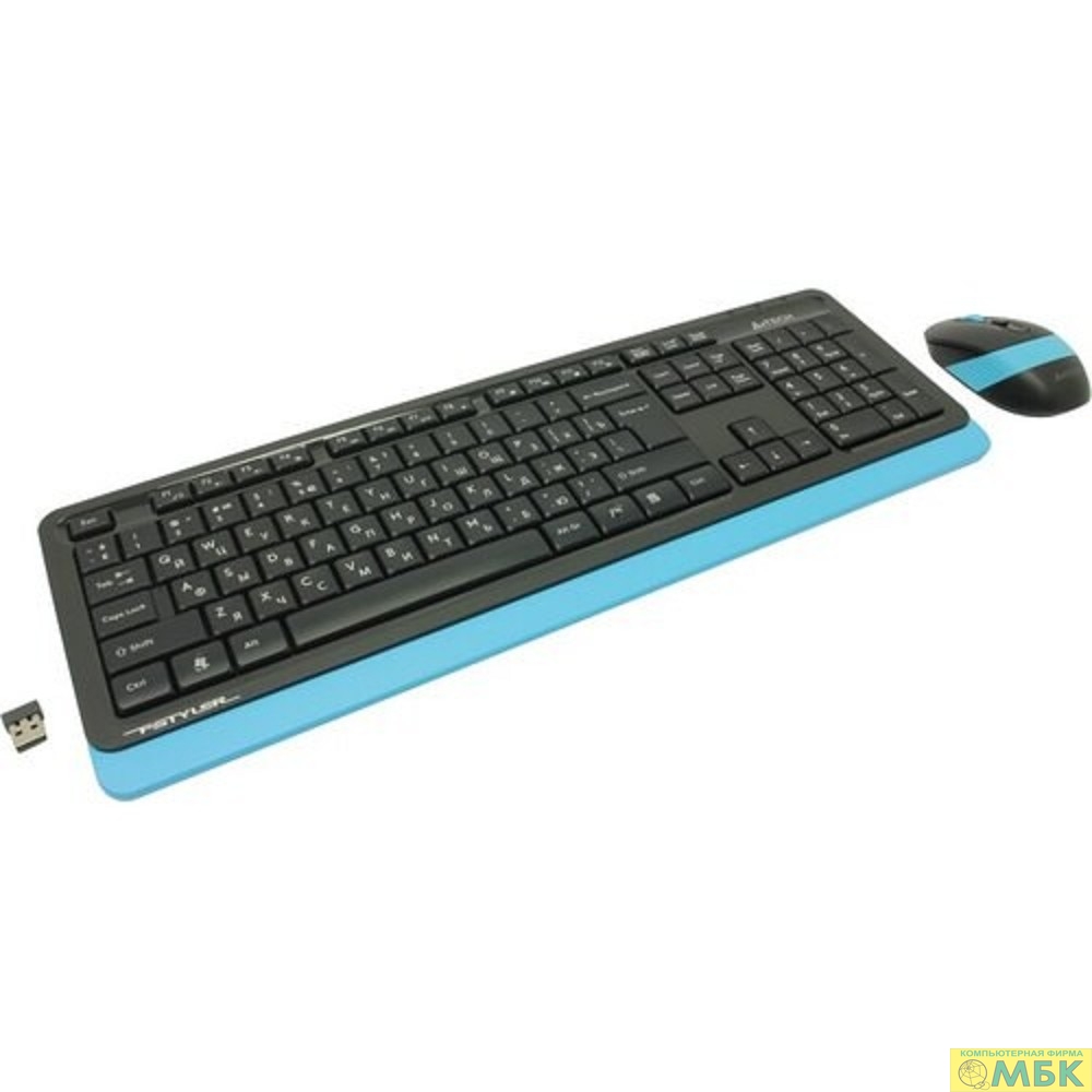 картинка Клавиатура + мышь A4Tech Fstyler FG1010 клав:черный/синий мышь:черный/синий USB беспроводная Multimedia от магазина МБК