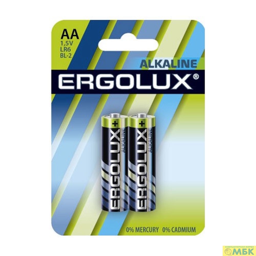 картинка Ergolux  LR6 Alkaline BL-2 (LR6 BL-2, батарейка,1.5В)  (2 шт. в уп-ке) от магазина МБК
