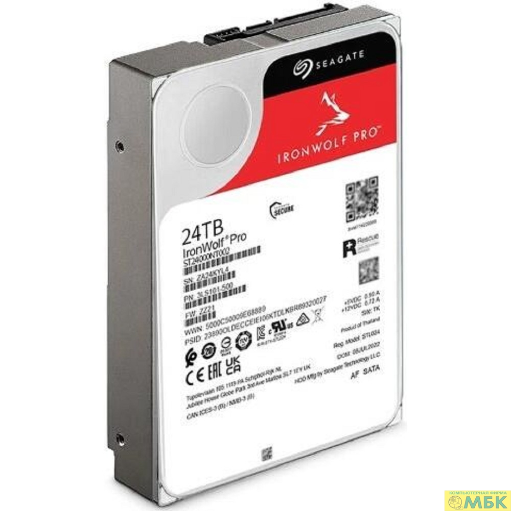 картинка 24TB Seagate Ironwolf Pro (ST24000NT002) {SATA 6 Гбит/с, 7200 rpm, 256mb buffer, для NAS} от магазина МБК