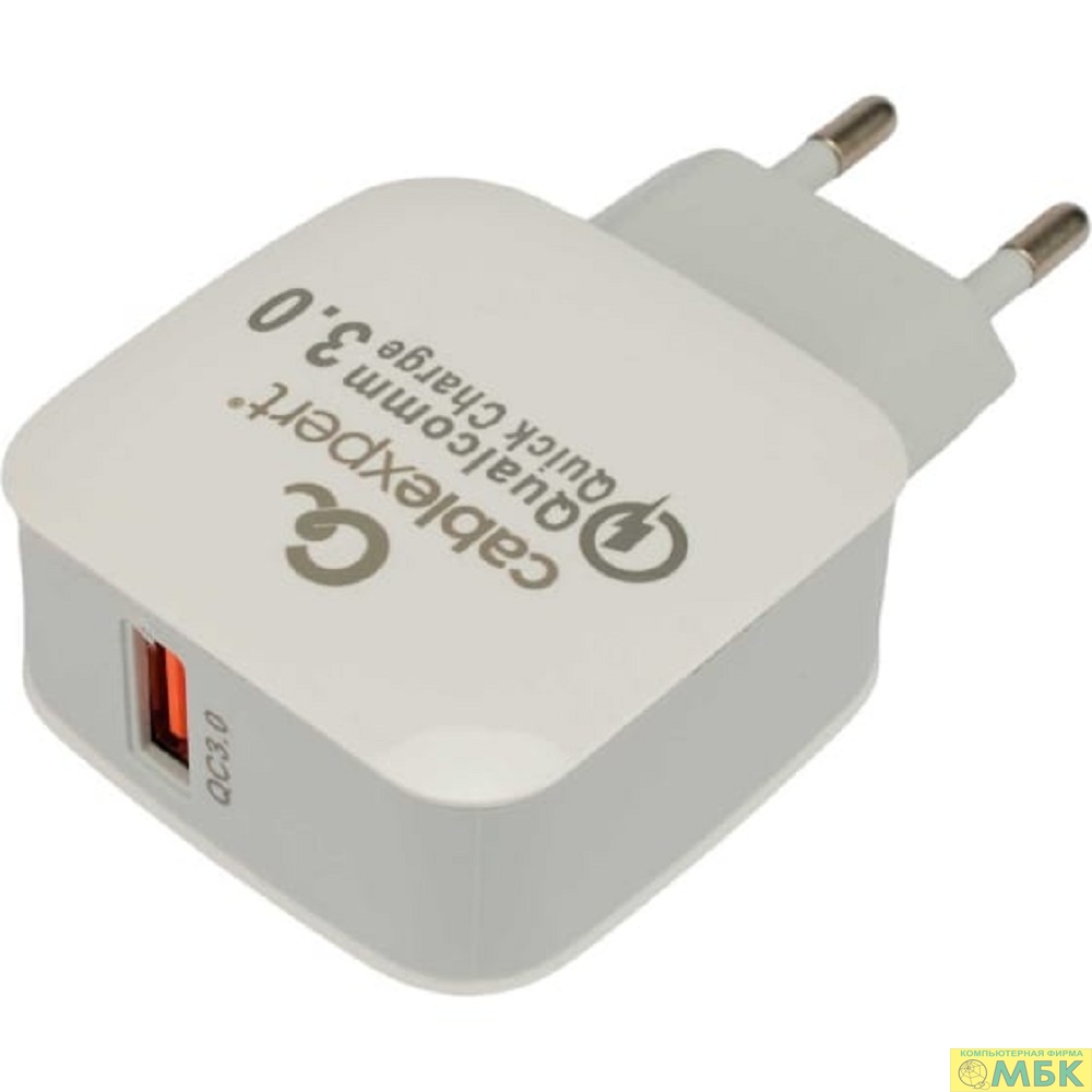 картинка Cablexpert Зарядное устройство MP3A-PC-40 18Вт, 3А, QC3.0, 1xUSB, белый, пакет от магазина МБК