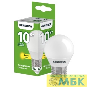 картинка IEK LL-G45-10-230-30-E27-G Лампа LED G45 шар 10Вт 230В 3000К E27 GENERICA от магазина МБК