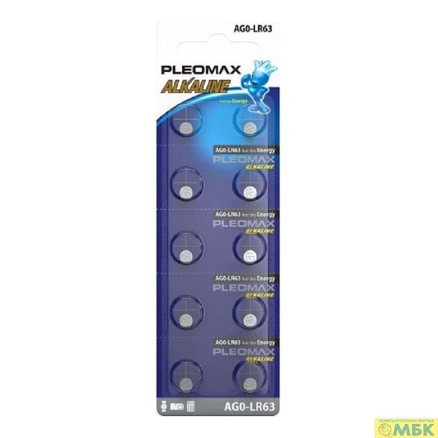 картинка Pleomax AG0 (379) LR521, LR63 Button Cell (100/1000/98000) (10 шт. в уп-ке) от магазина МБК