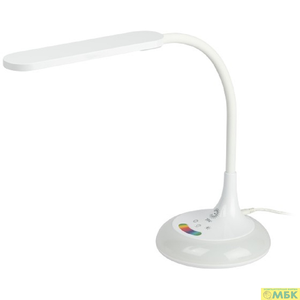картинка ЭРА Б0048591 Настольный светильник NLED-481-10W-W светодиодный с основанием белый, выбор цветовой температуры, диммер, RGB ночник в основании от магазина МБК
