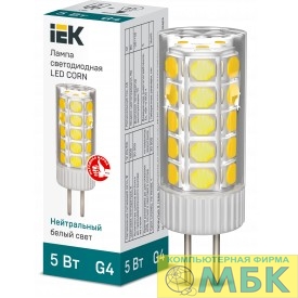 картинка Iek LLE-CORN-5-012-40-G4 Лампа LED CORN капсула 5Вт 12В 4000К керамика G4 от магазина МБК