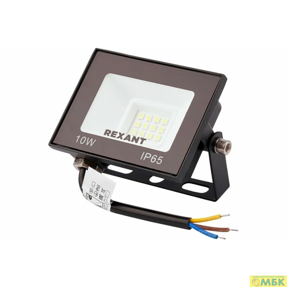 картинка Rexant 605-036 Прожектор светодиодный СДО 10Вт 800Лм 4000K нейтральный свет, черный корпус от магазина МБК