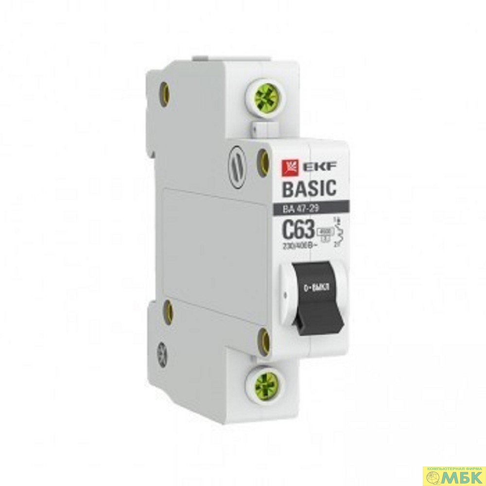 картинка EKF mcb4729-1-16C Автоматический выключатель 1P 16А (C) 4,5кА ВА 47-29 EKF Basic от магазина МБК
