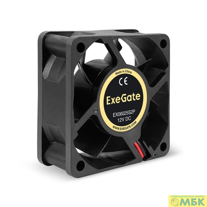картинка Exegate EX295227RUS Вентилятор 12В DC ExeGate EX06025S2P (60x60x25 мм, Sleeve bearing (подшипник скольжения), 2pin, 3500RPM, 24dBA) от магазина МБК