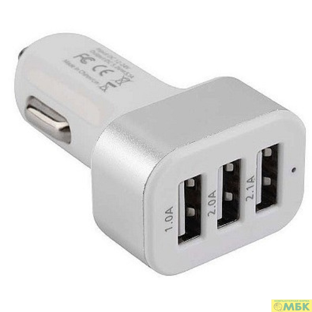 картинка Cablexpert Адаптер питания 12V->5V 3-USB, 2.1/2/1A, белый (MP3A-UC-CAR17) от магазина МБК