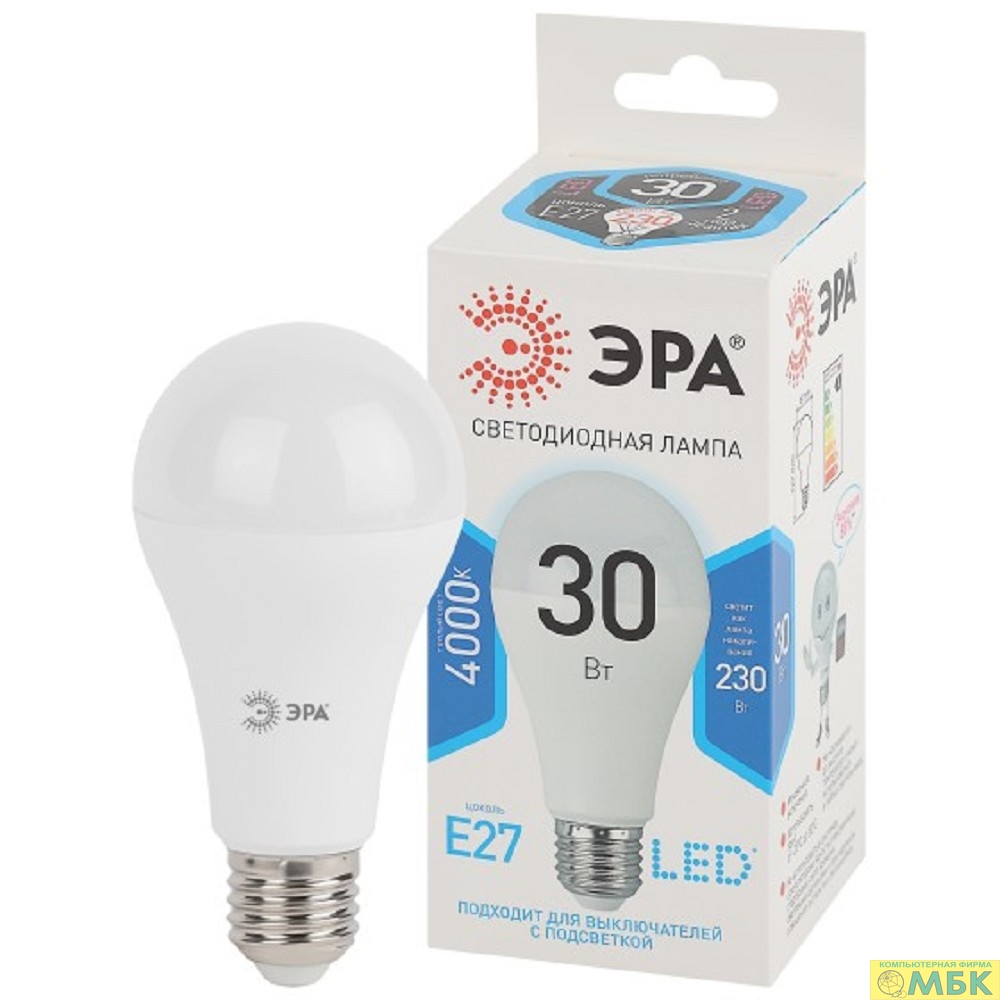 картинка ЭРА Б0048016 Лампочка светодиодная STD LED A65-30W-840-E27 E27 / Е27 30Вт груша нейтральный белый свет от магазина МБК