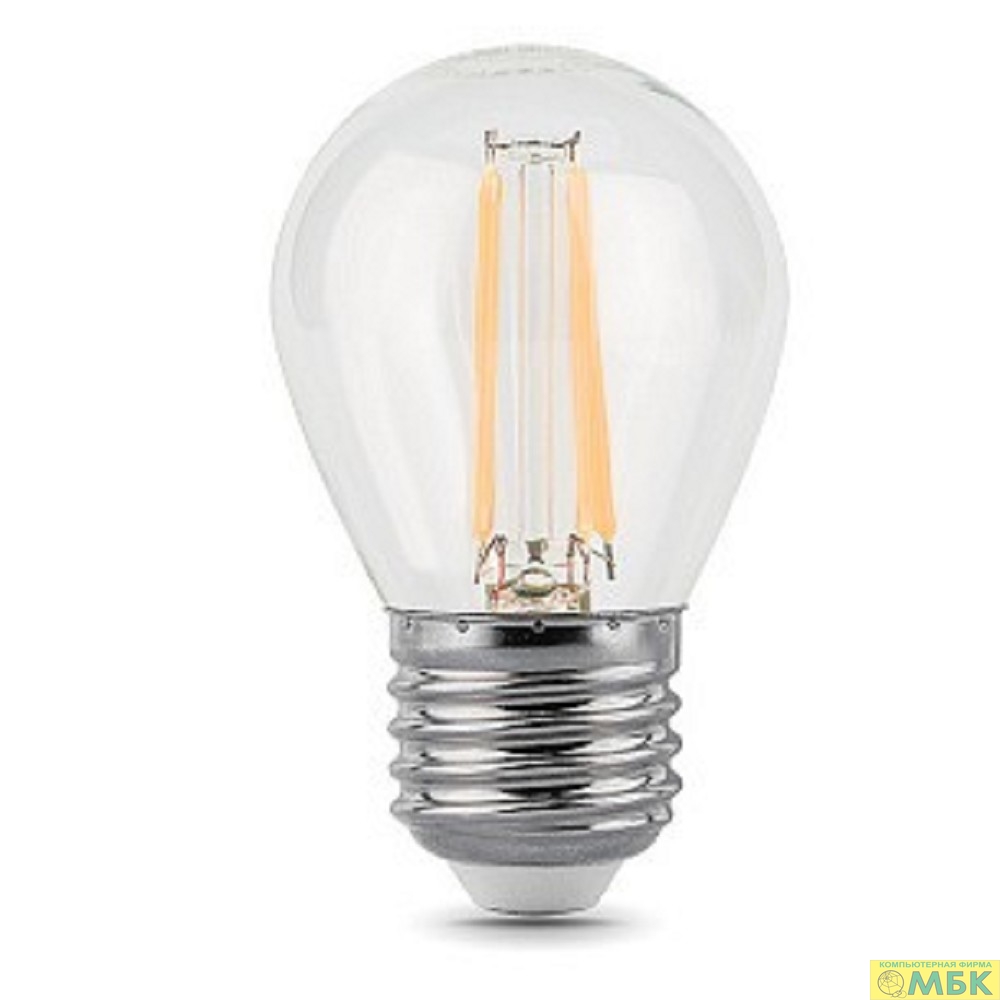 картинка GAUSS 105802205 Светодиодная лампа LED Filament Шар E27 5W 450lm 4100K 1/10/50  от магазина МБК