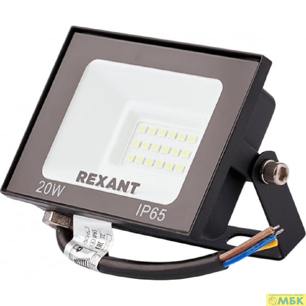 картинка Rexant 605-029 Прожектор светодиодный СДО 20Вт 1600Лм 4000K нейтральный свет, черный корпус  от магазина МБК